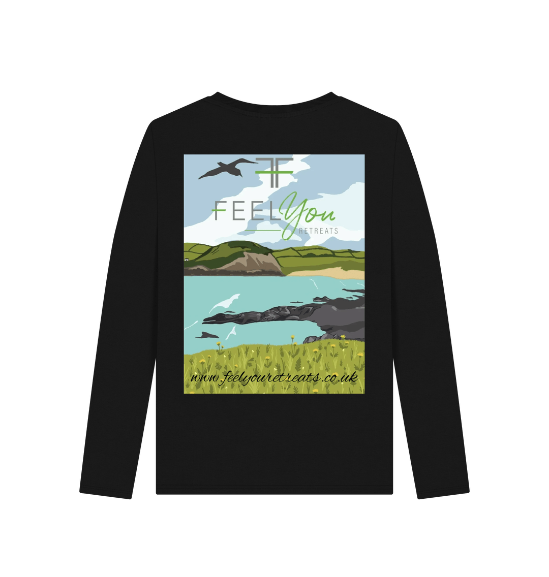 Black Printed Long Sleeve T Shirt Back