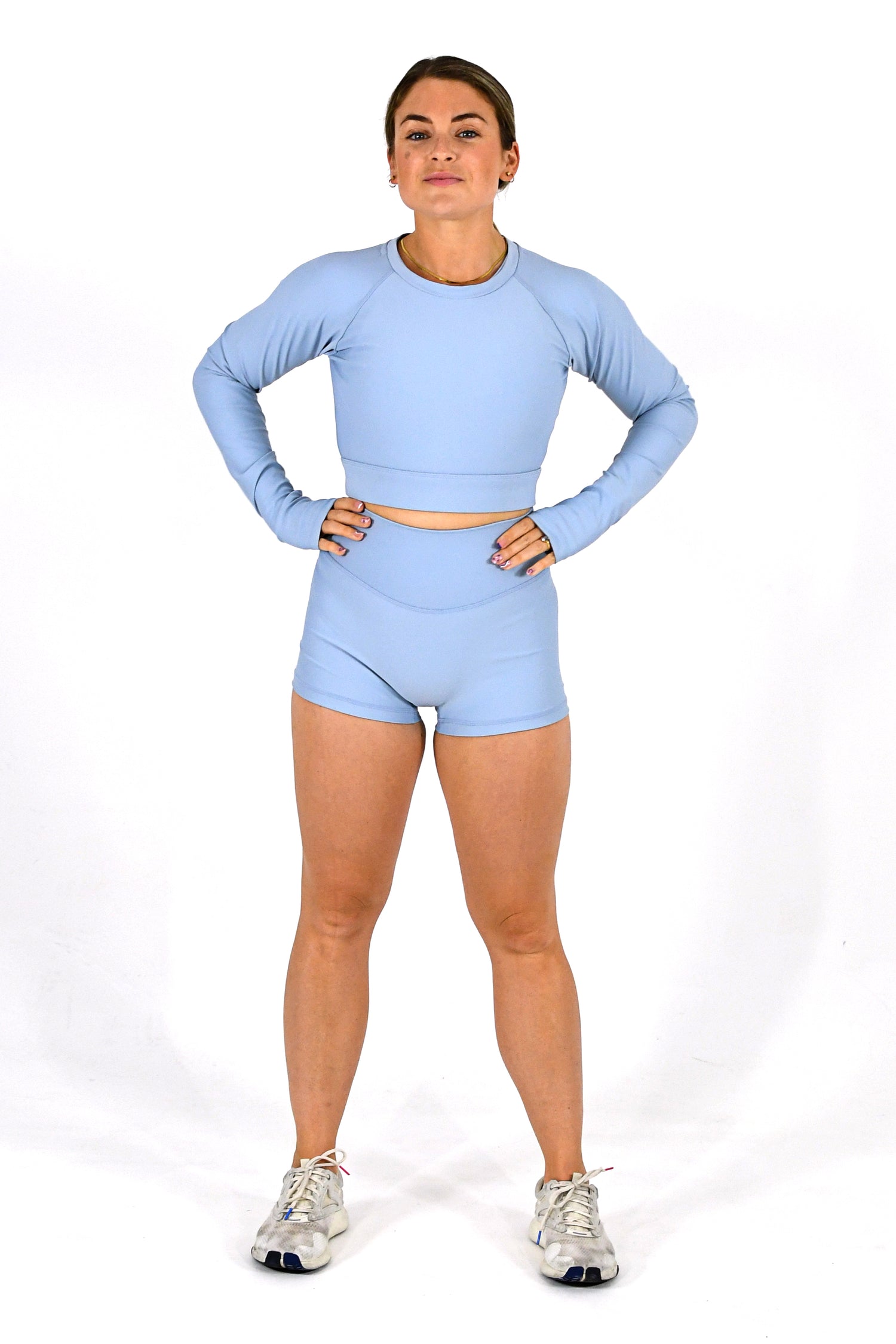 Evolve Cropped Top with Thumb Holes S / Sky Blue