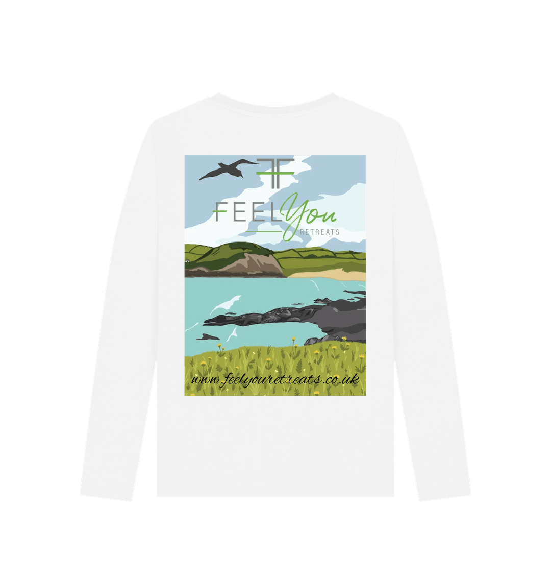 White Printed Long Sleeve T Shirt Back
