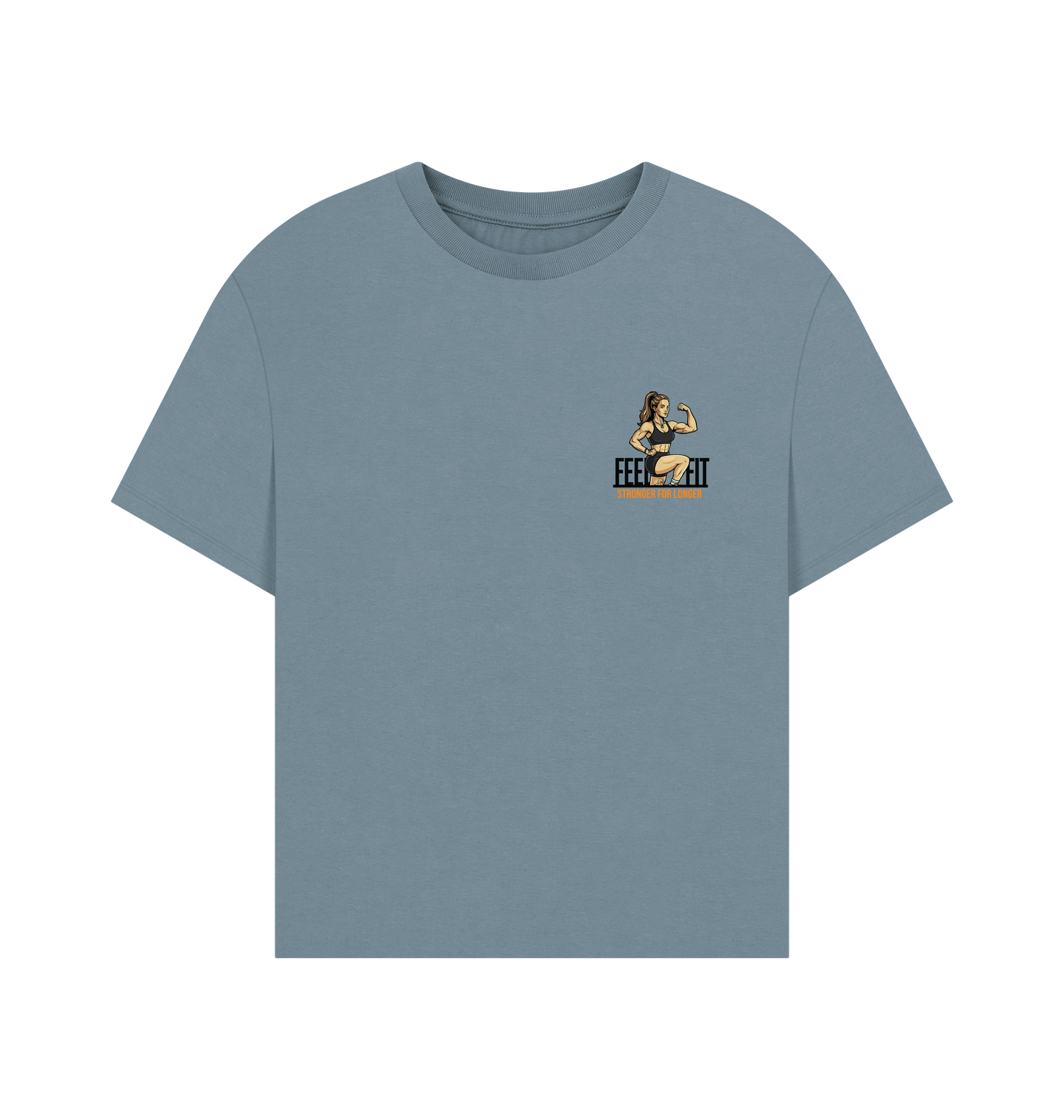 Stone Blue Printed T-shirt Front