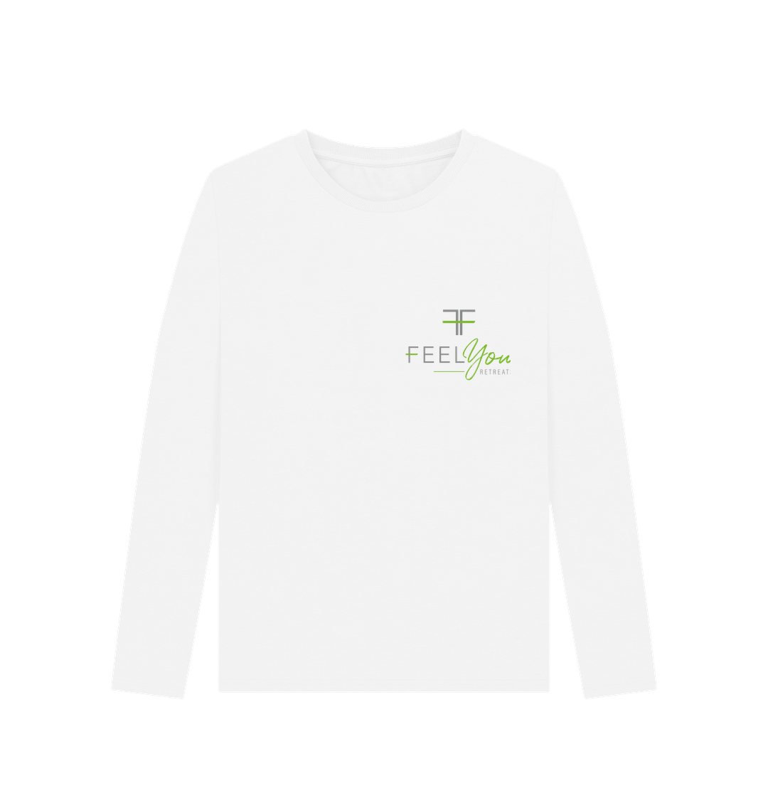 White Printed Long Sleeve T Shirt Front