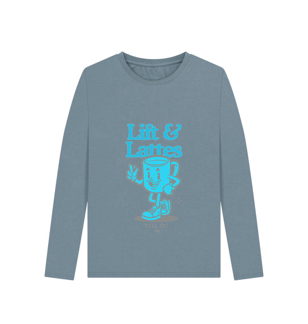 Stone Blue Printed Long Sleeve T Shirt